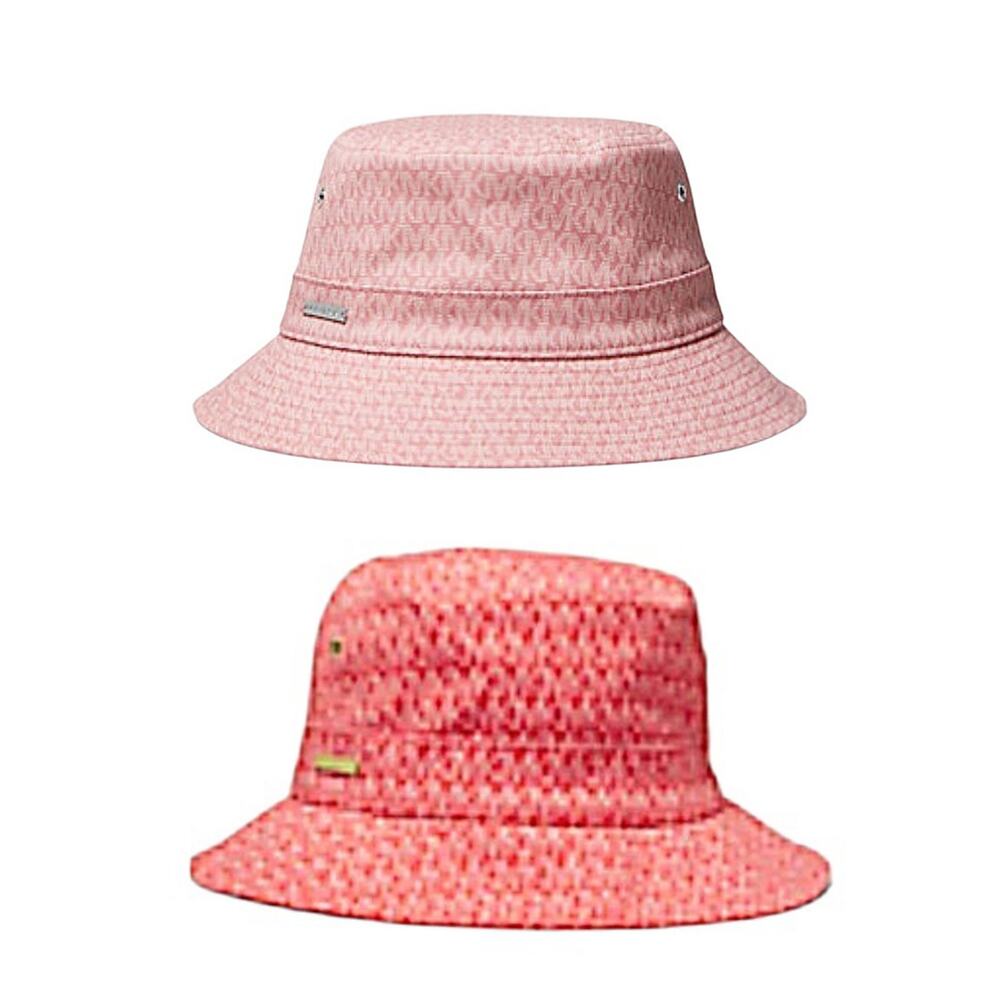 Michael Kors Bucket Hat Logo Print Cotton Blend Pink